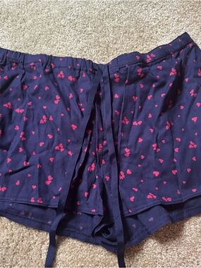 LOFT Navy Shorts with Pink Heart Print
